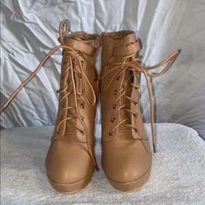 Allegra  K 5” zip up boots. Nude/Peach, NWOT, slight flaw on one heel & one toe